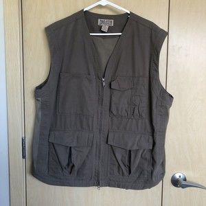 Duluth Trading Vest Mens Large Brown Utility Field Fishing Vented Zip Front